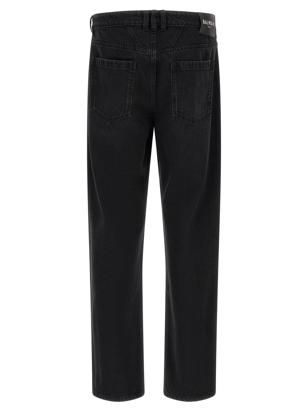 Black Cotton Straight-Leg Jeans