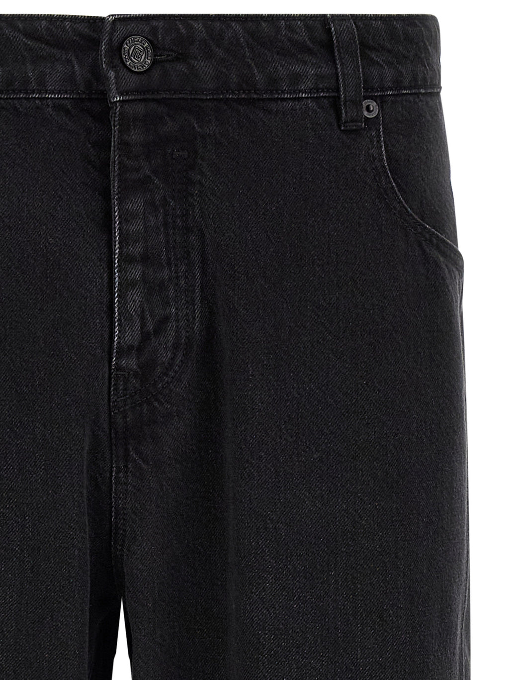 Black Cotton Straight-Leg Jeans
