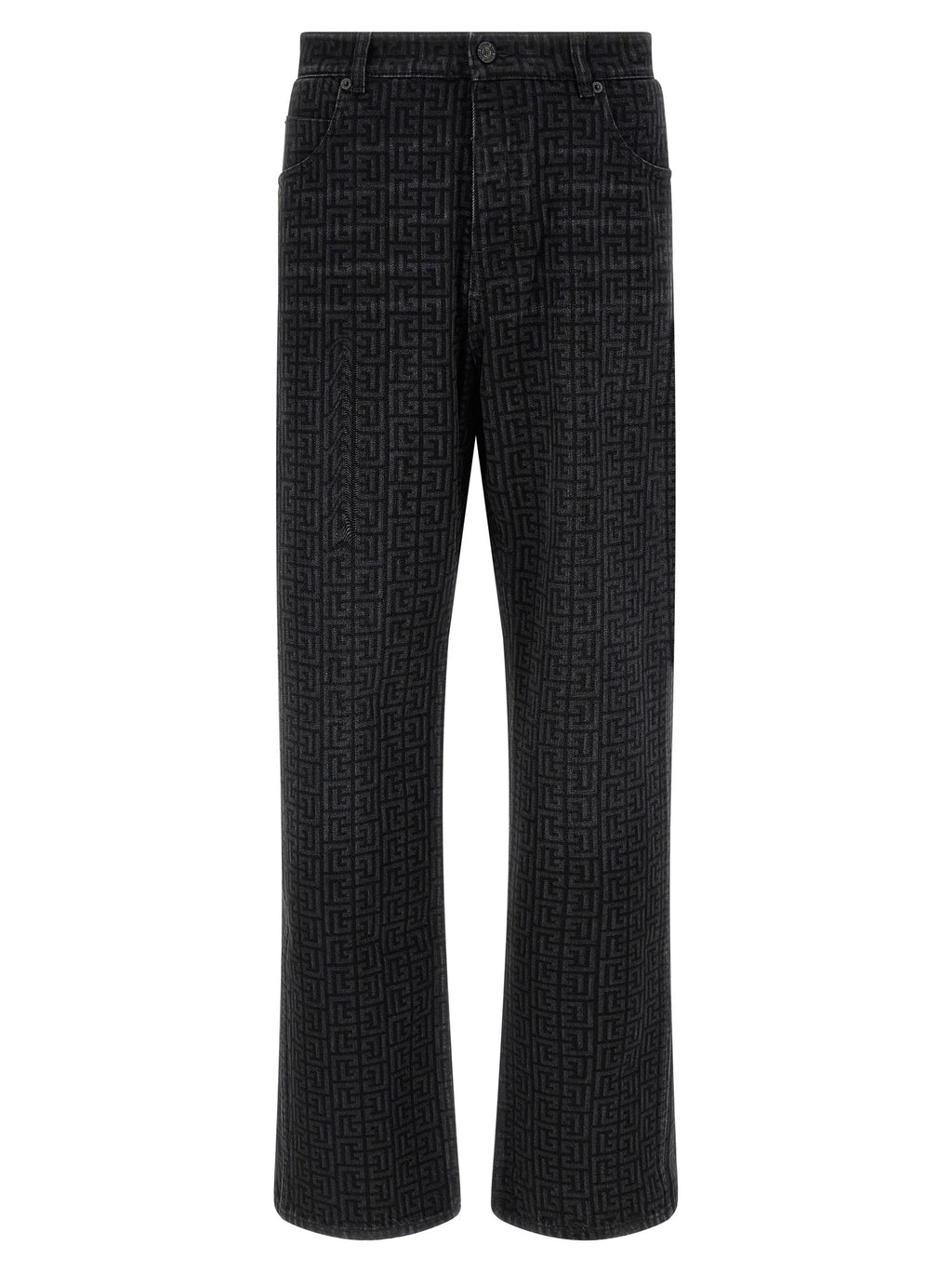 Black Cotton Straight-Leg Jeans