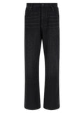 Black Cotton Straight-Leg Jeans