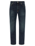 Blue Cotton Straight-Leg Jeans
