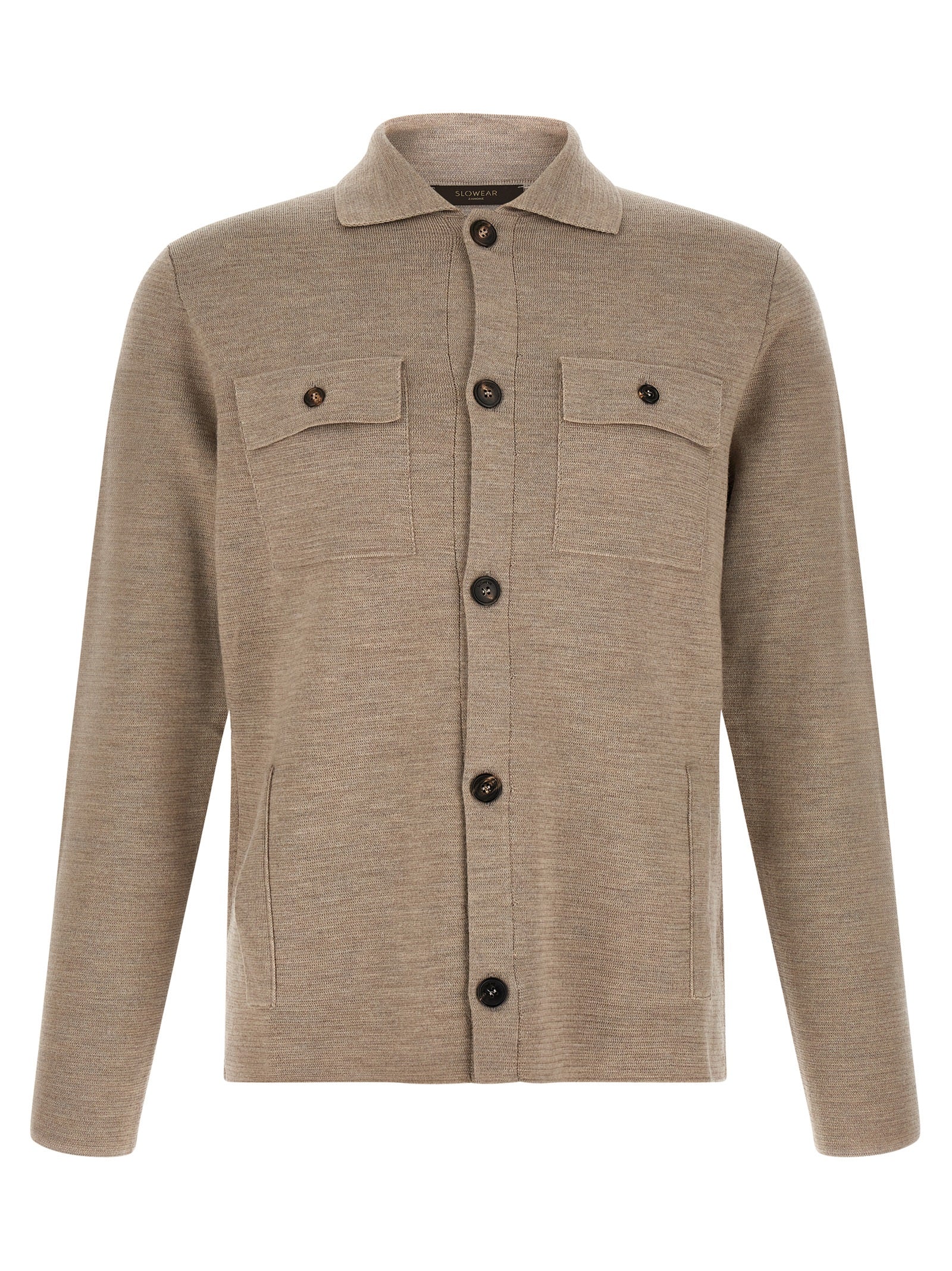Beige Virgin Wool Cardigan