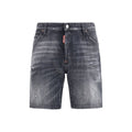 Black Cotton Bermuda Shorts