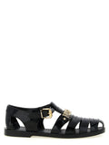 Black Pvc Flat Sandals