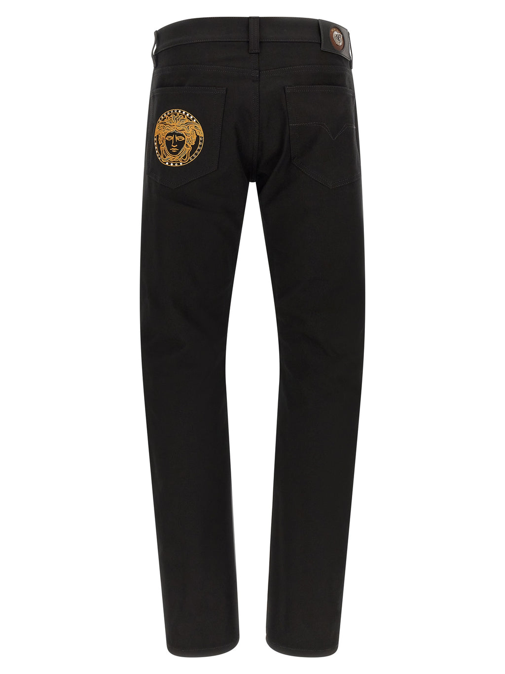Black Cotton Straight-Leg Jeans