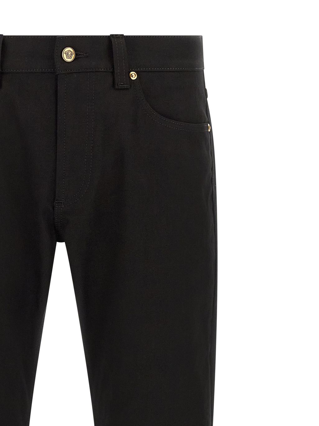 Black Cotton Straight-Leg Jeans