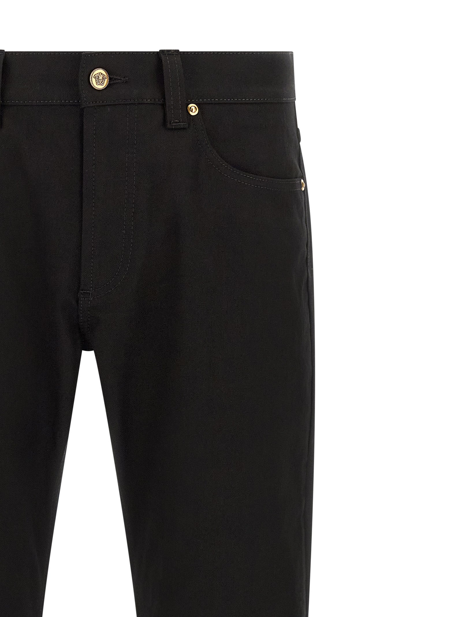 Black Cotton Straight-Leg Jeans