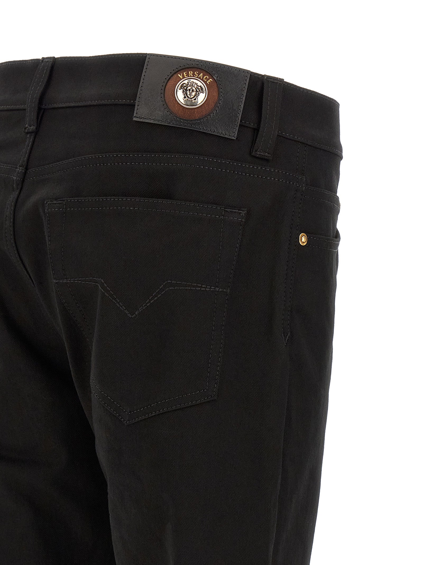 Black Cotton Straight-Leg Jeans