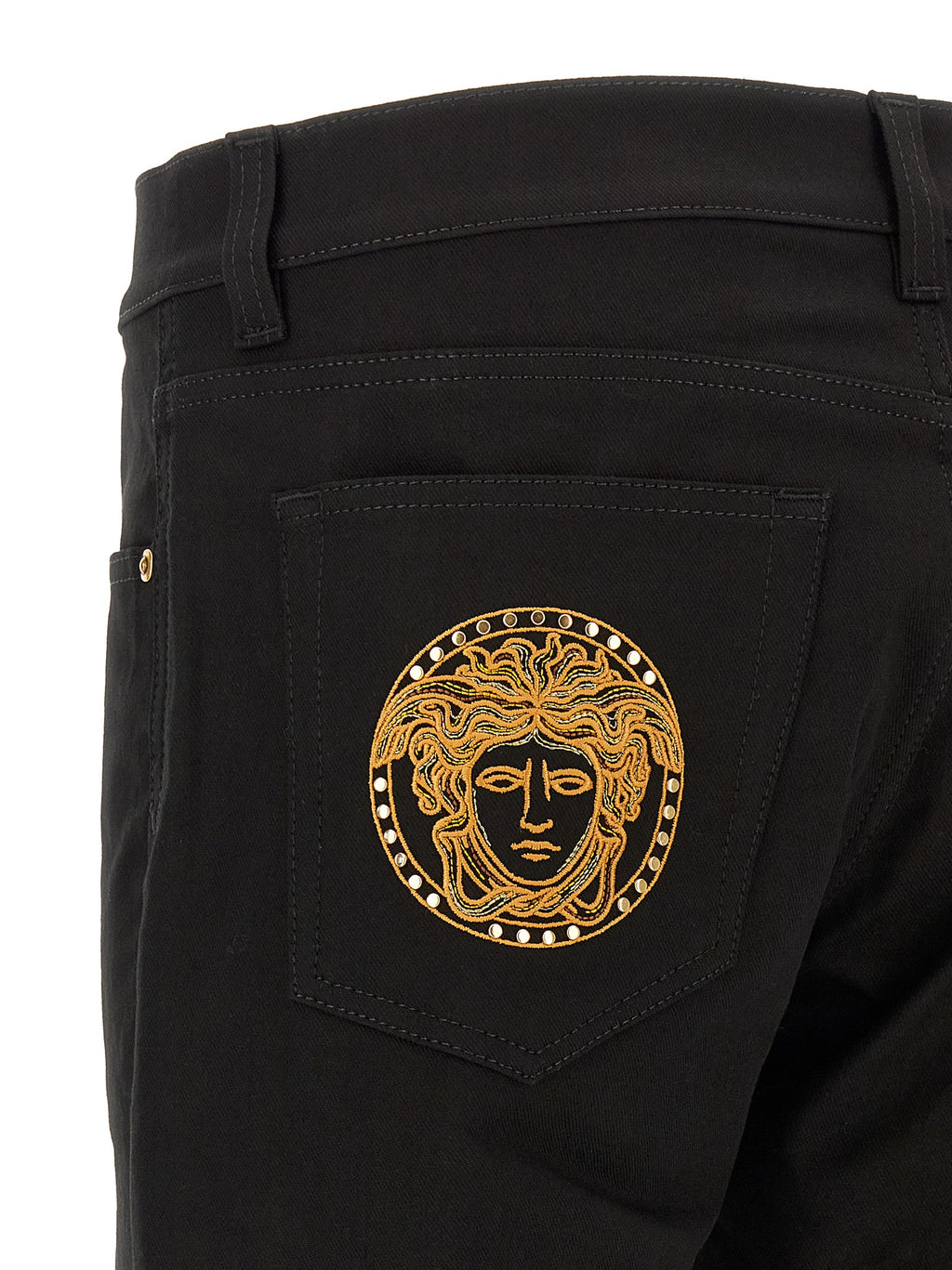 Black Cotton Straight-Leg Jeans
