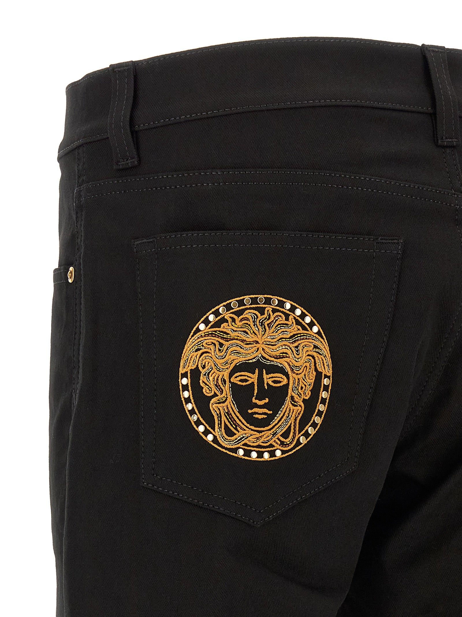 Black Cotton Straight-Leg Jeans