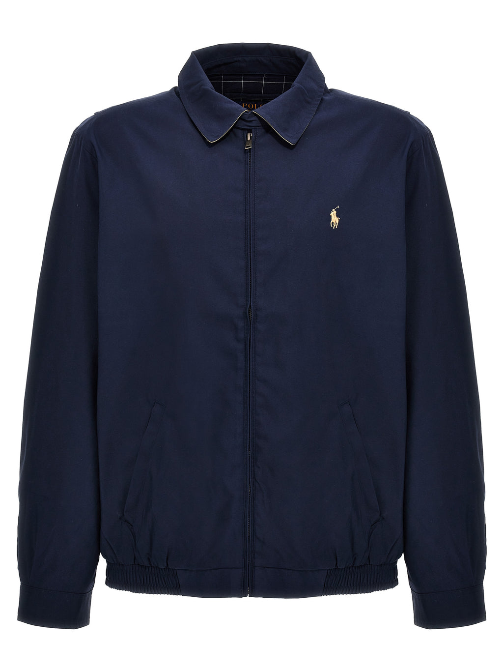 Blue Polyester Full-Length Jacket