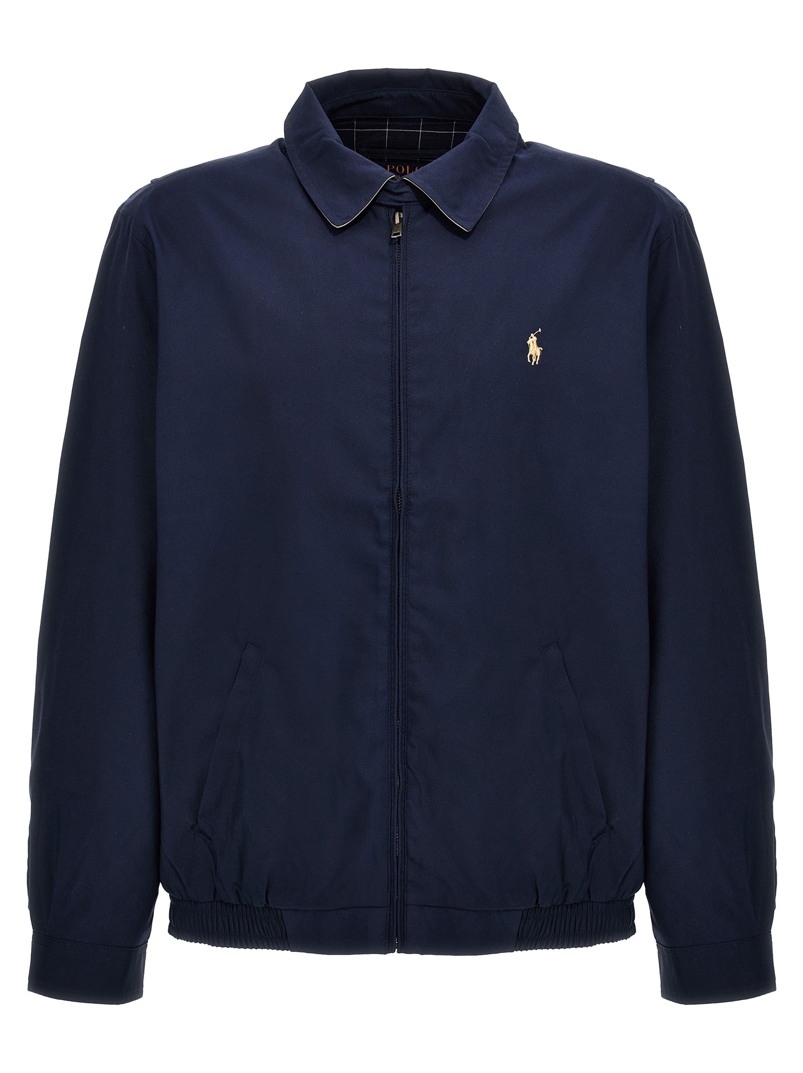 Blue Polyester Full-Length Jacket