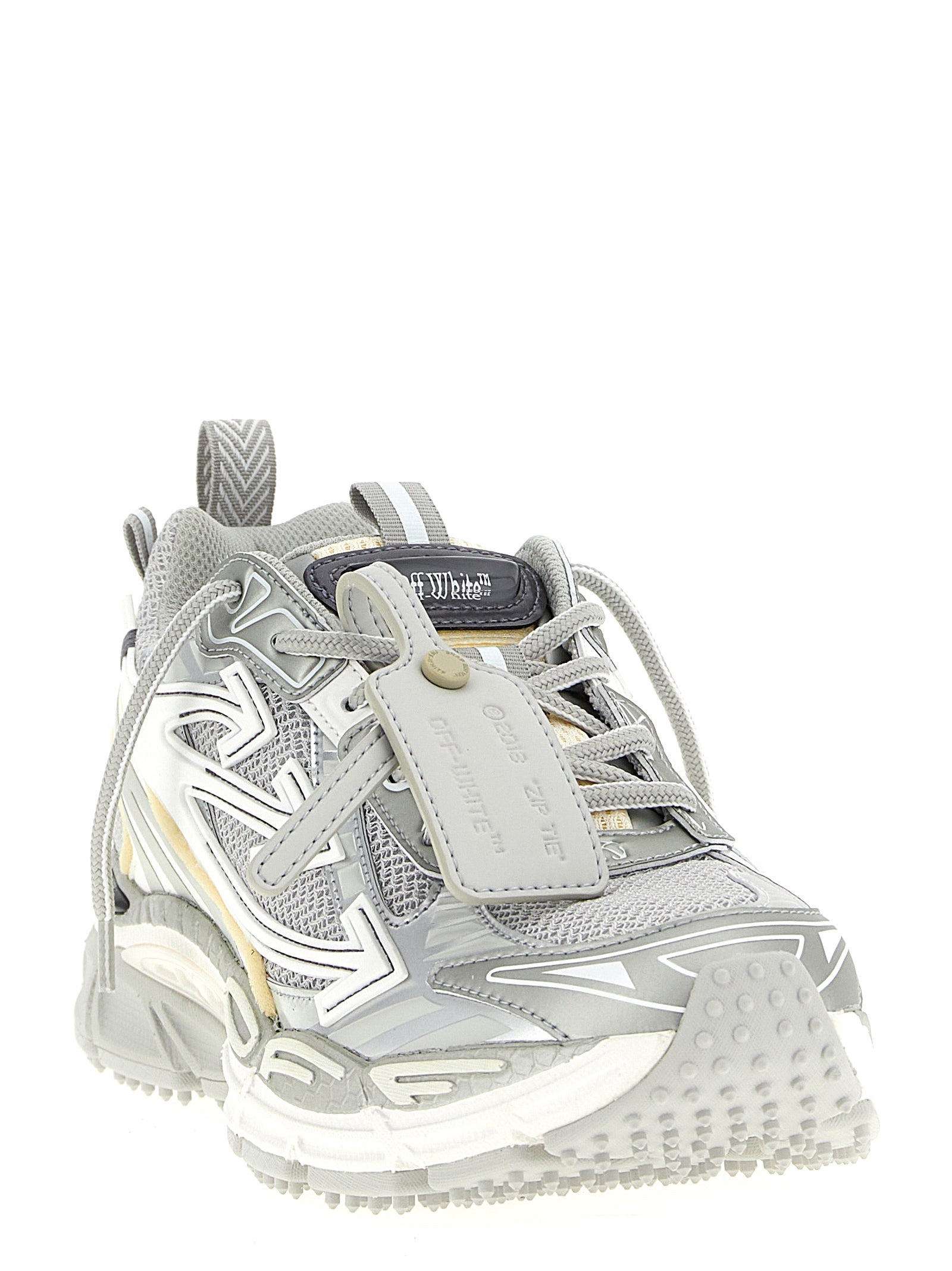 Silver Polyester Athletic Sneakers