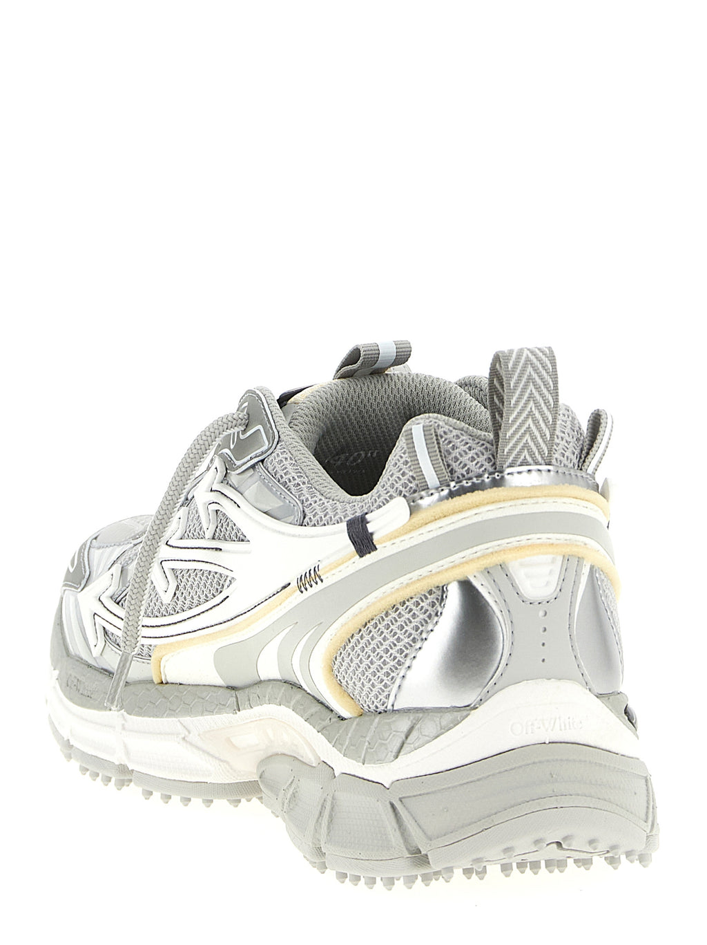 Silver Polyester Athletic Sneakers