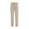 Beige Cotton Casual Pants