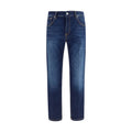 Blue Cotton Straight-Leg Jeans