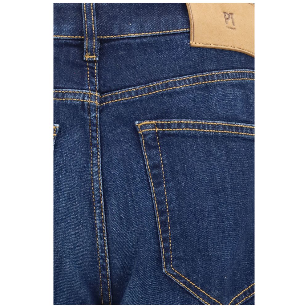 Blue Cotton Straight-Leg Jeans