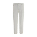 White Cotton Slim Fit Jeans