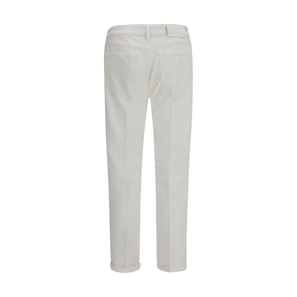 White Cotton Slim Fit Jeans