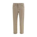 Beige Cotton Slim Fit Jeans
