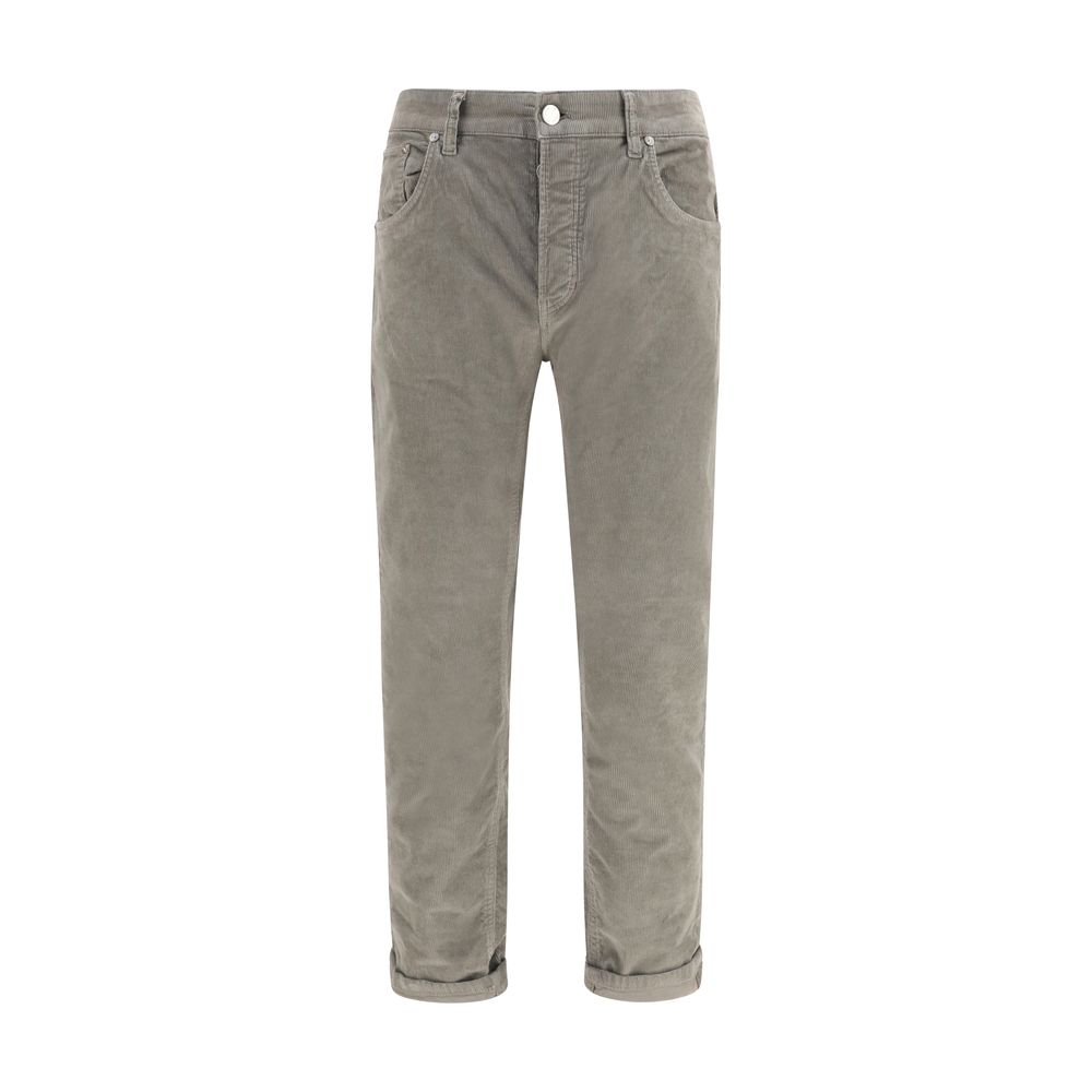 Gray Cotton Casual Pants