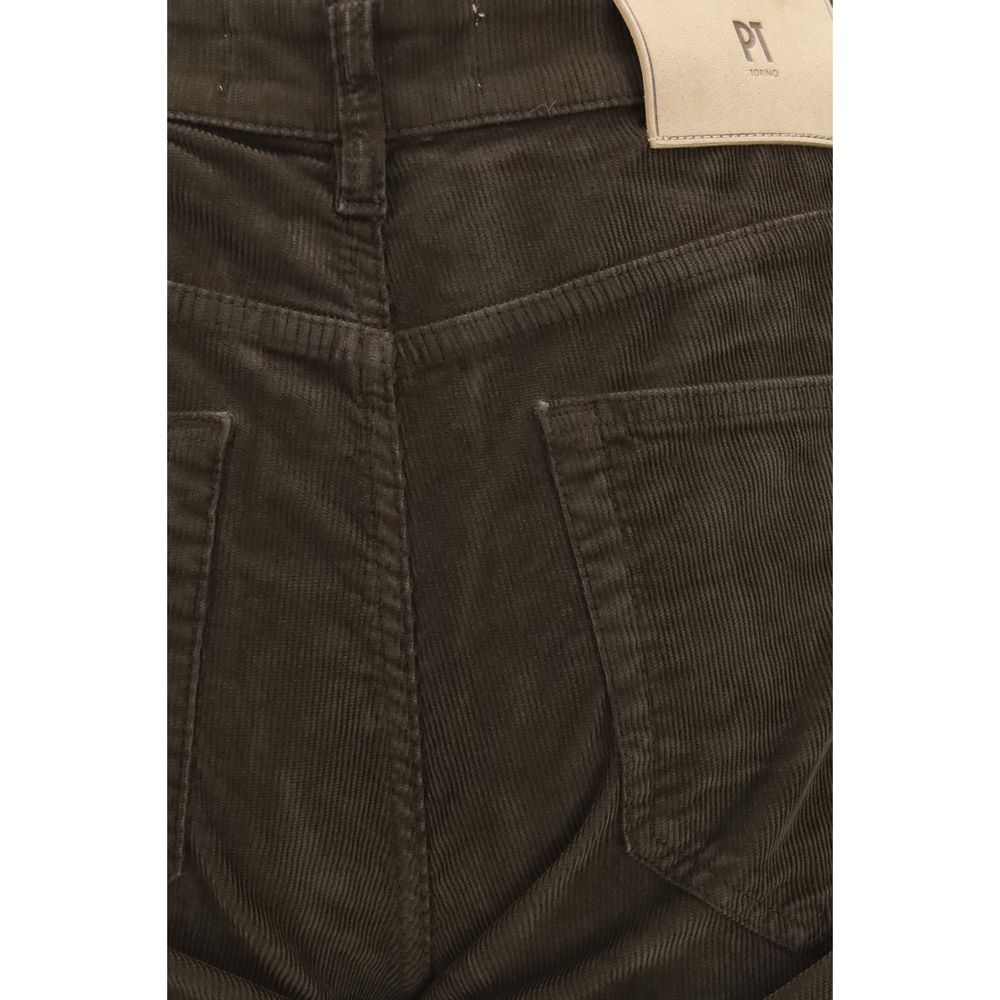 Brown Cotton Casual Pants