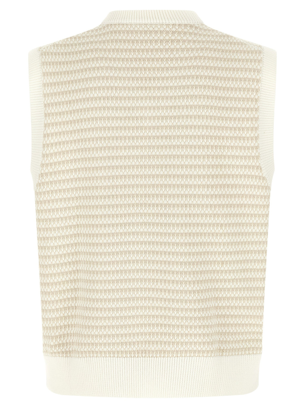 Beige Cotton Sleeveles Sweater