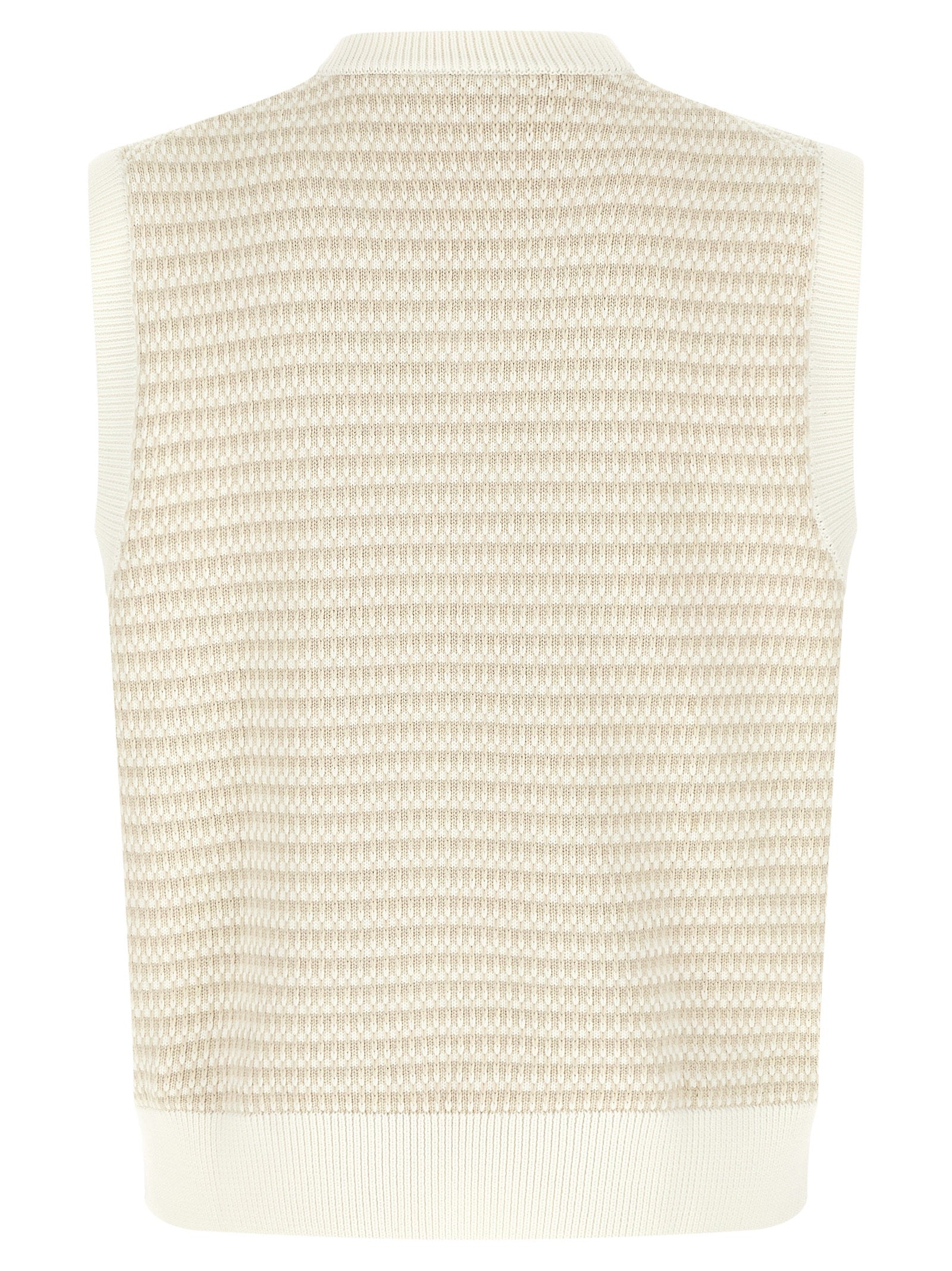 Beige Cotton Sleeveles Sweater