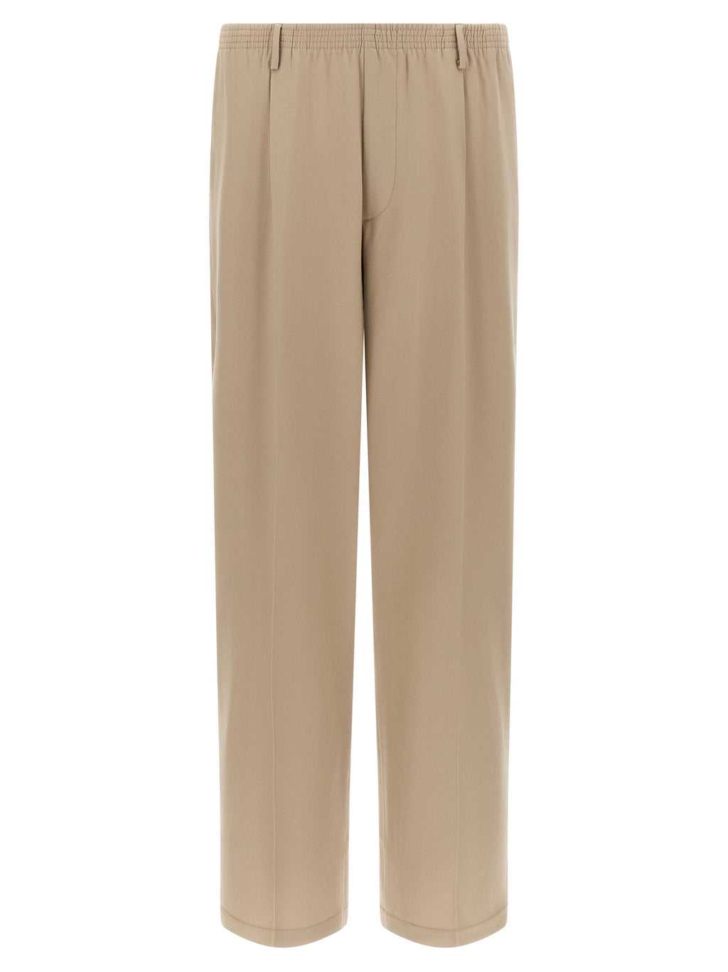 Beige Virgin Wool Casual Pants