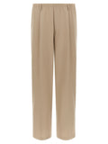 Beige Virgin Wool Casual Pants