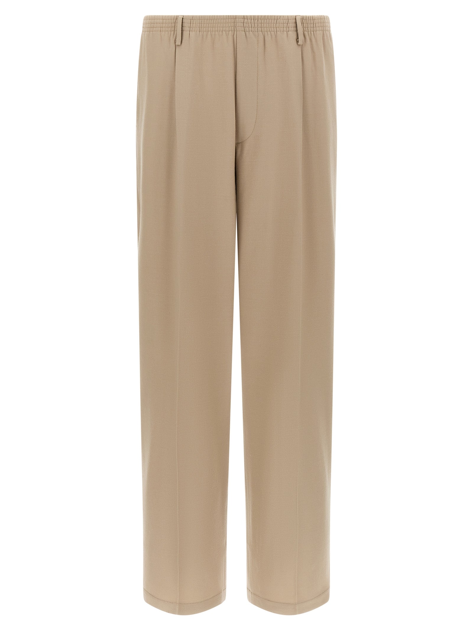 Beige Virgin Wool Casual Pants