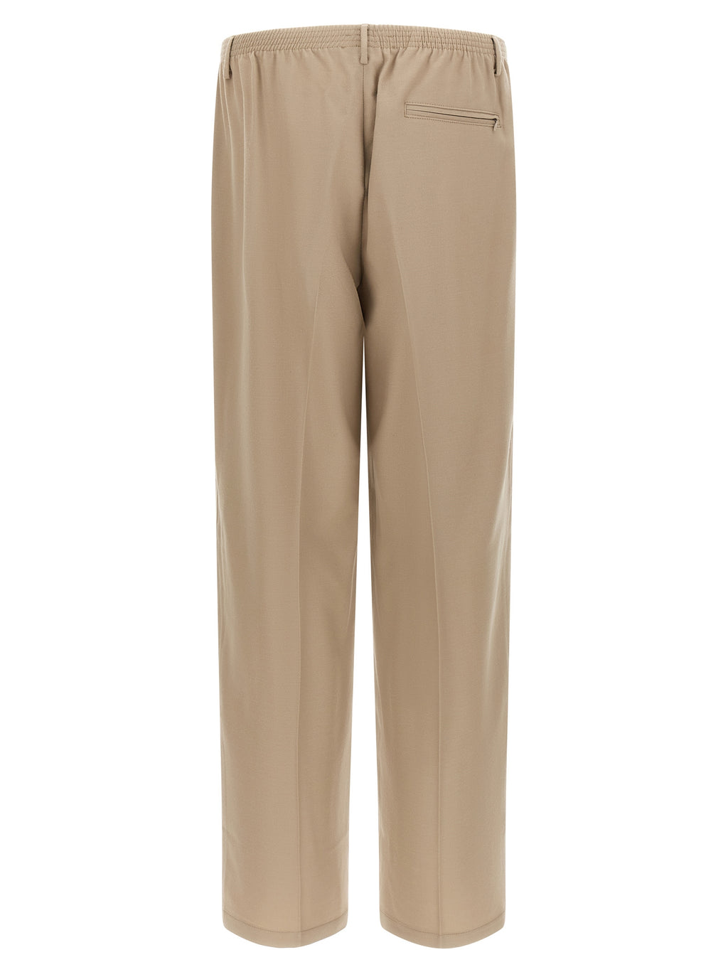 Beige Virgin Wool Casual Pants