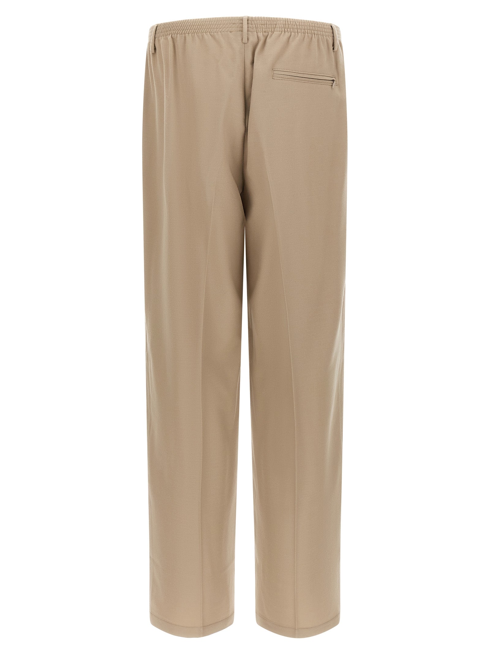 Beige Virgin Wool Casual Pants