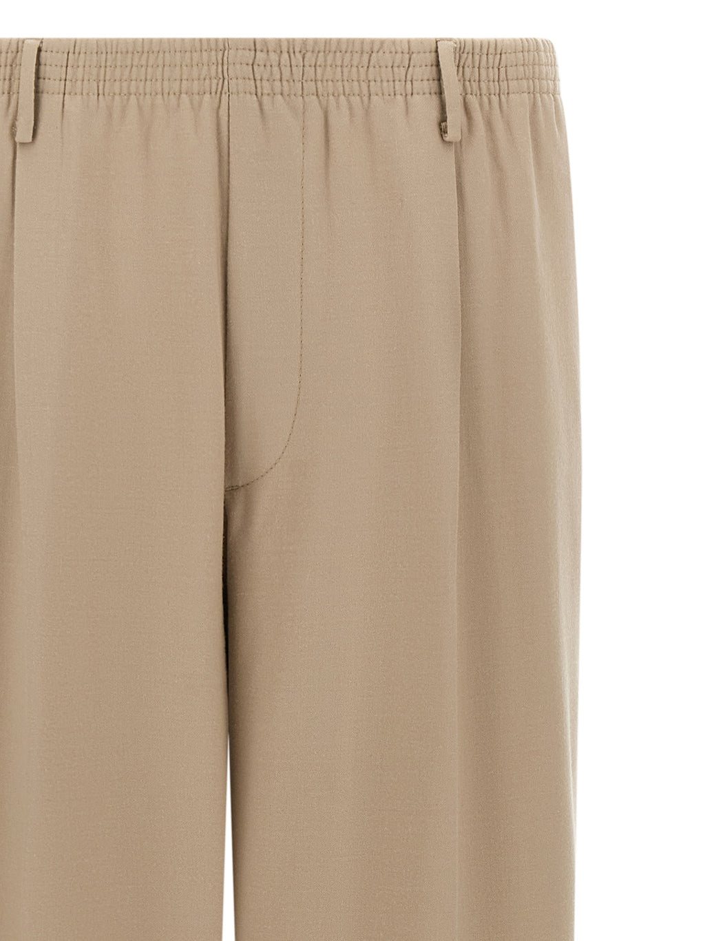 Beige Virgin Wool Casual Pants