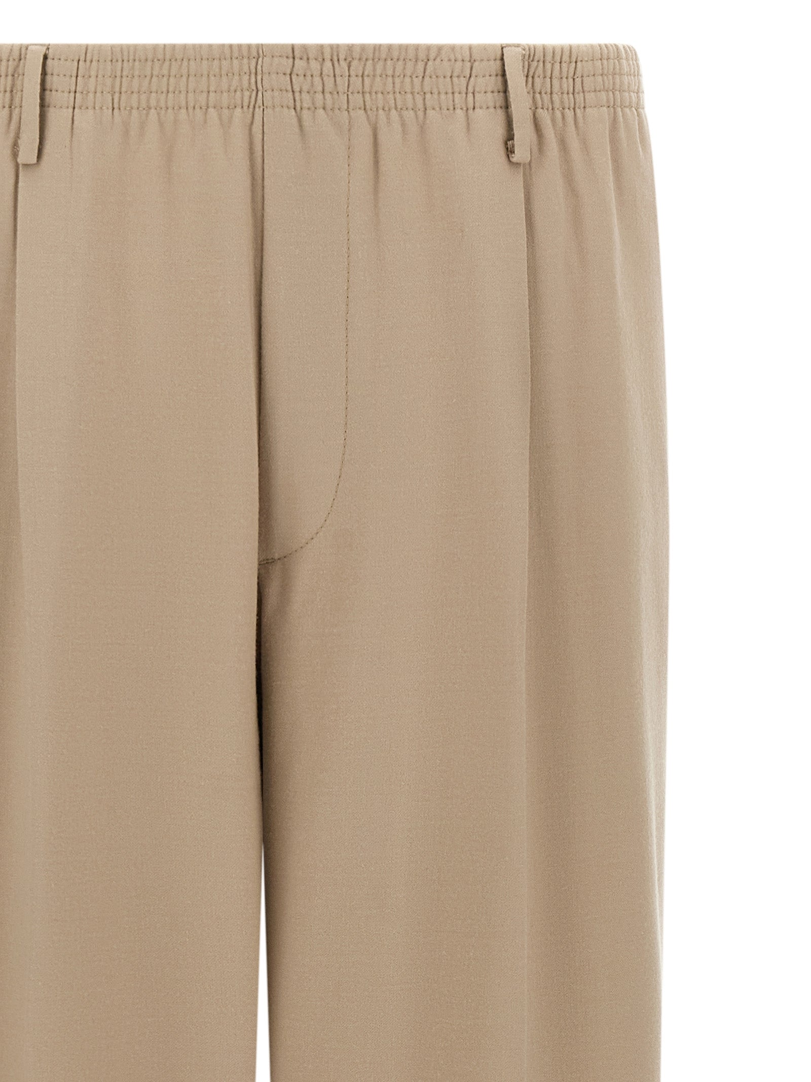 Beige Virgin Wool Casual Pants
