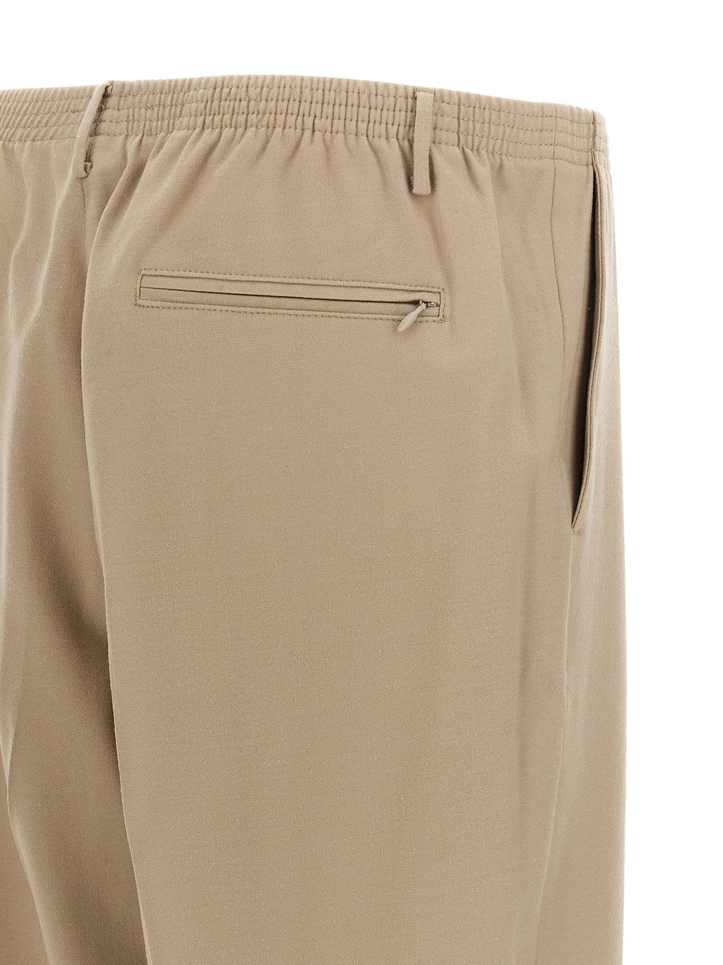 Beige Virgin Wool Casual Pants