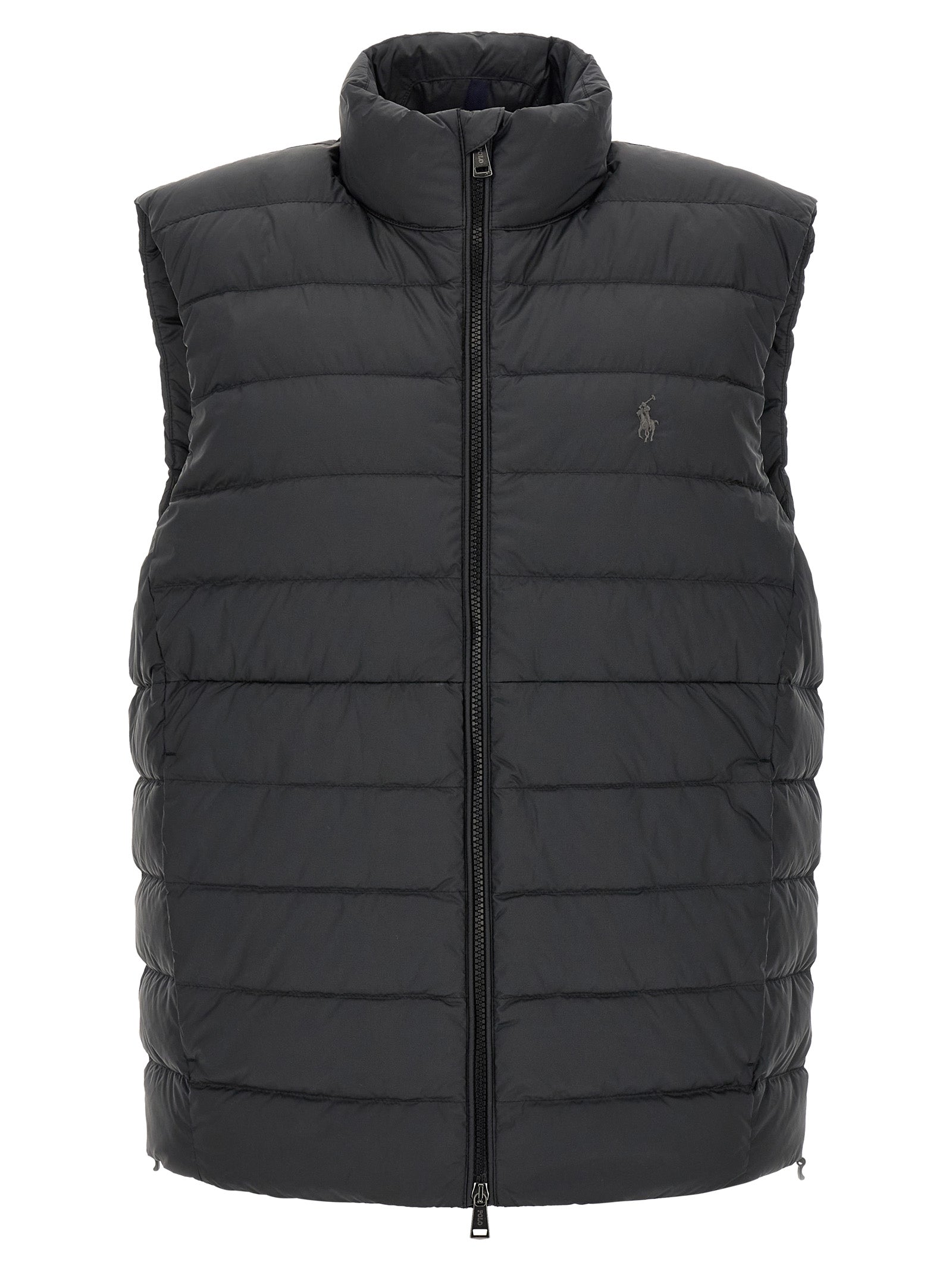 Black Polyester Sleeveless Jacket