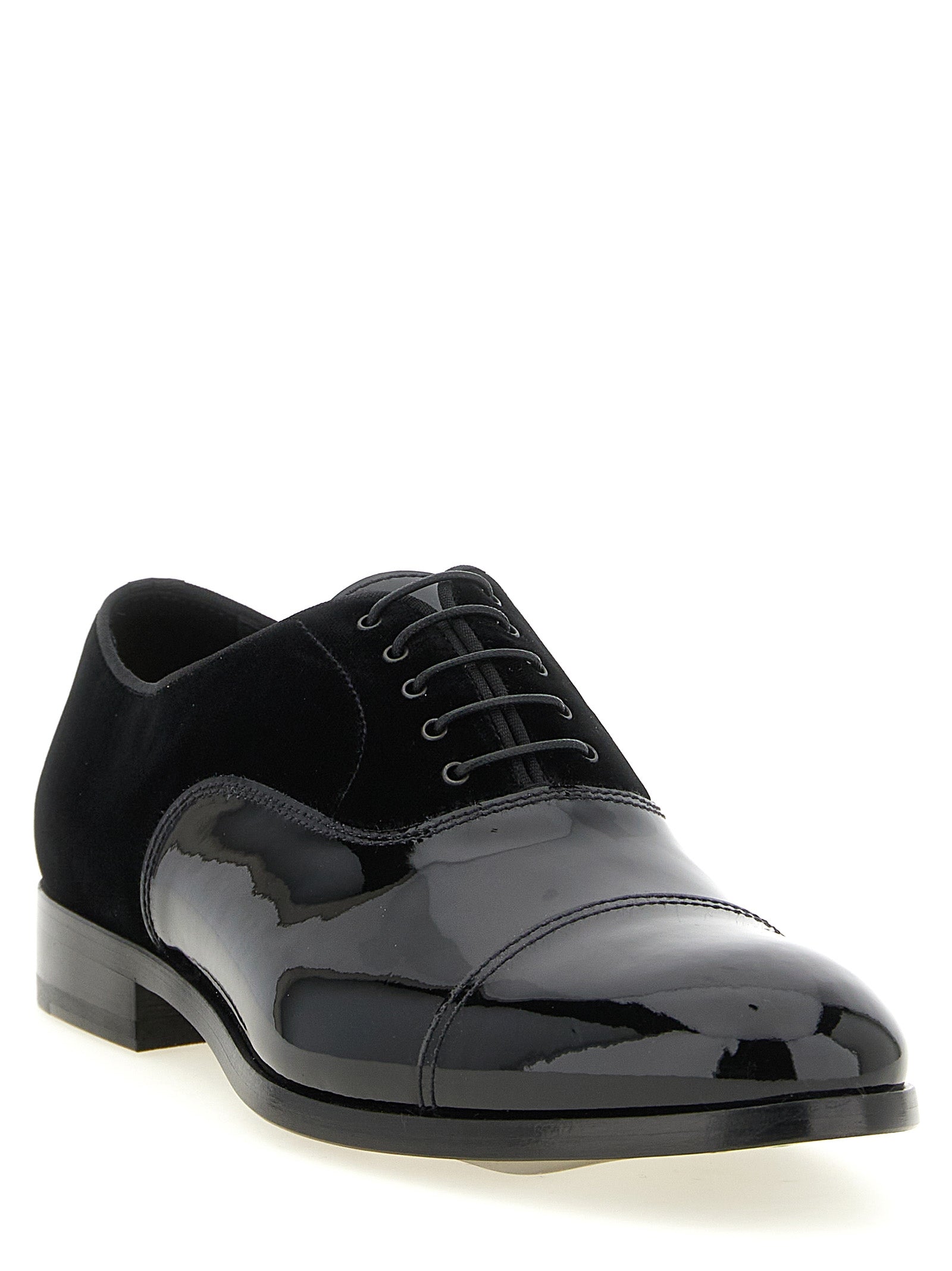 Black Lamb Leather Oxfords And Derbies