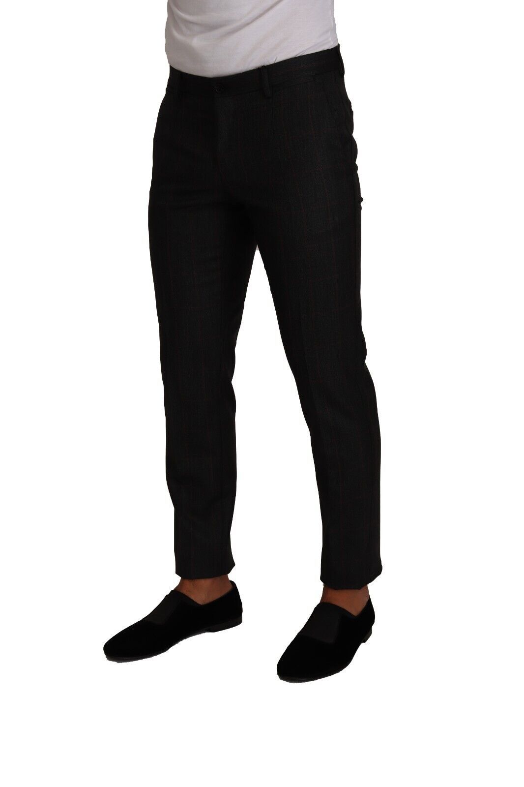 Gray Check Wool Formal Trouser Dress Pants