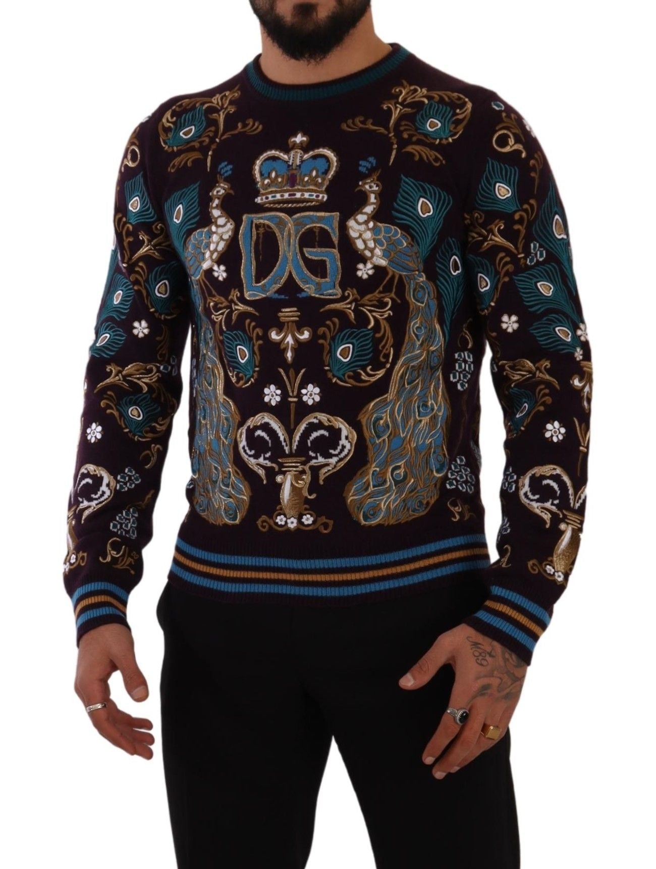 Bordeaux Cashmere DG Crown Embroidered Sweater