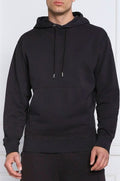Dark Blue Cotton Logo Details Hooded Sweatshirt