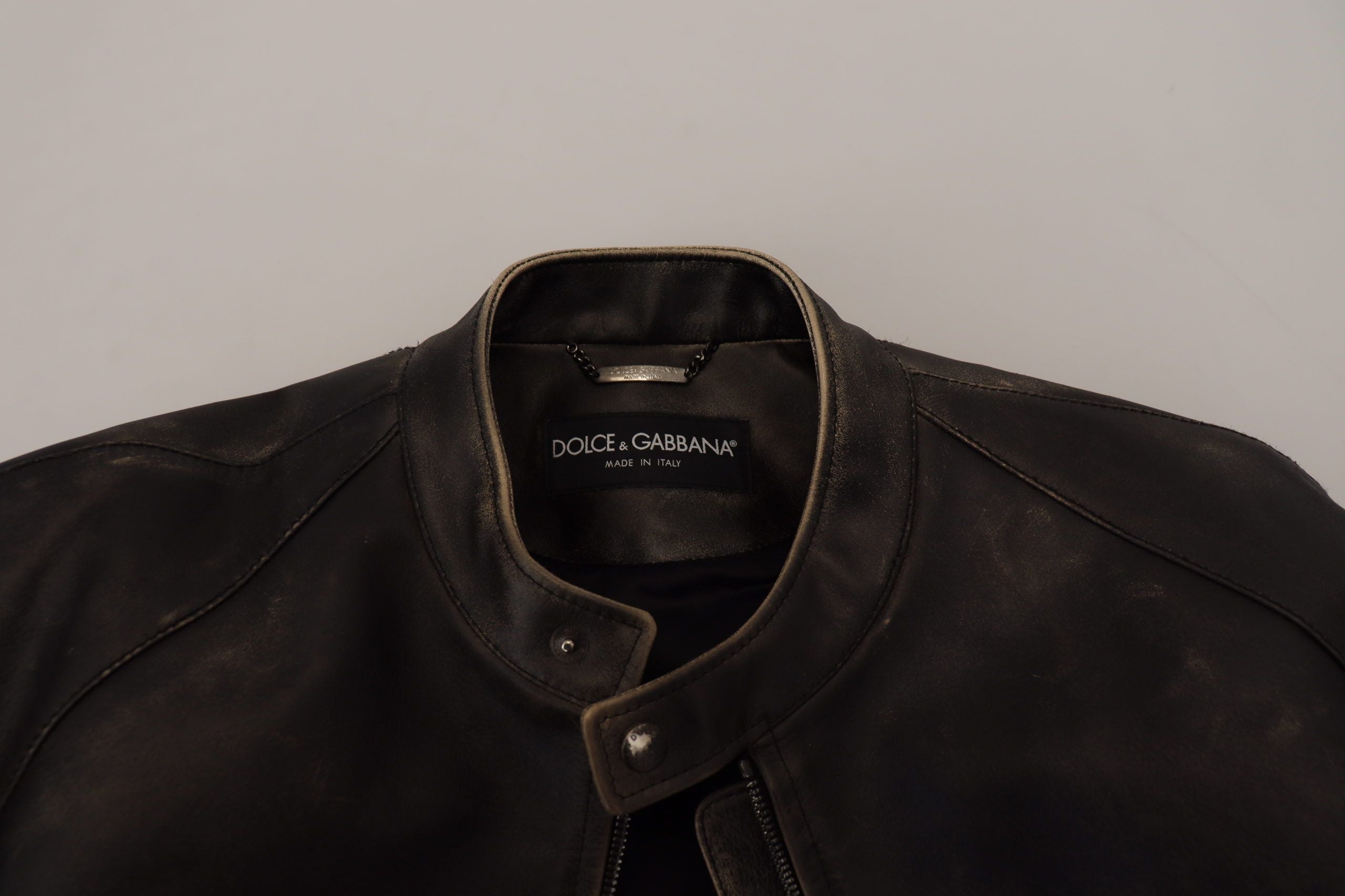 Black Leather Zipper Biker Coat Jacket