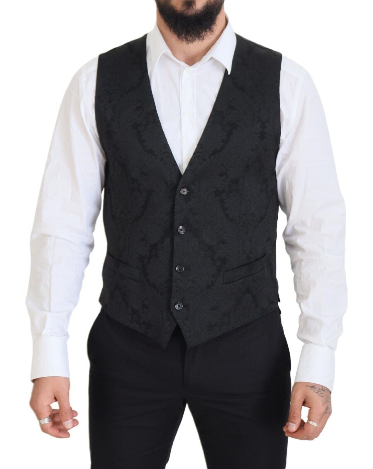 Black Floral Brocade 2 Piece MARTINI Suit