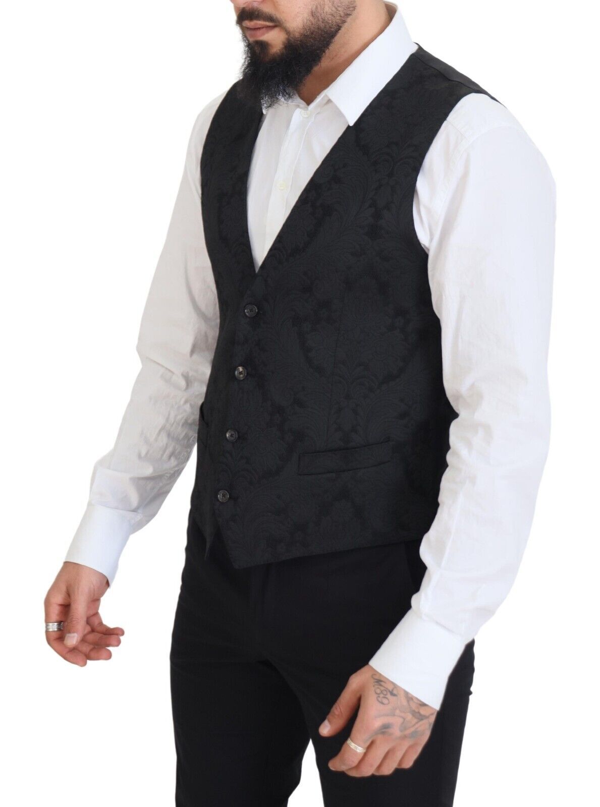 Black Floral Brocade 2 Piece MARTINI Suit