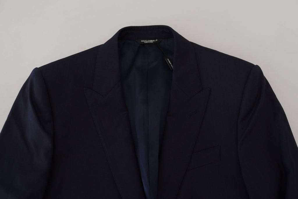 Blue Wool Slim Fit Formal Coat Blazer