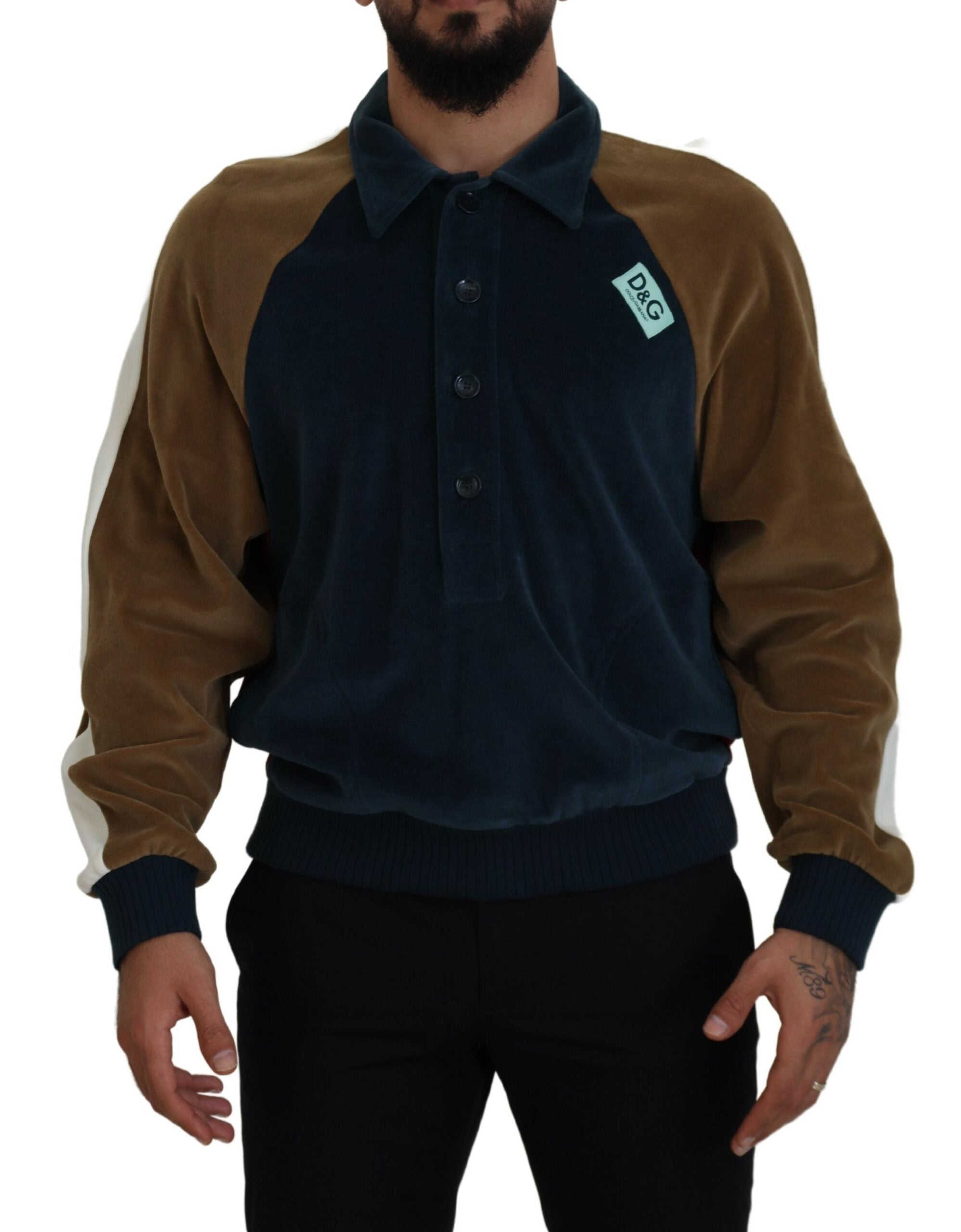 Multicolor Cotton Collared Pullover Sweater