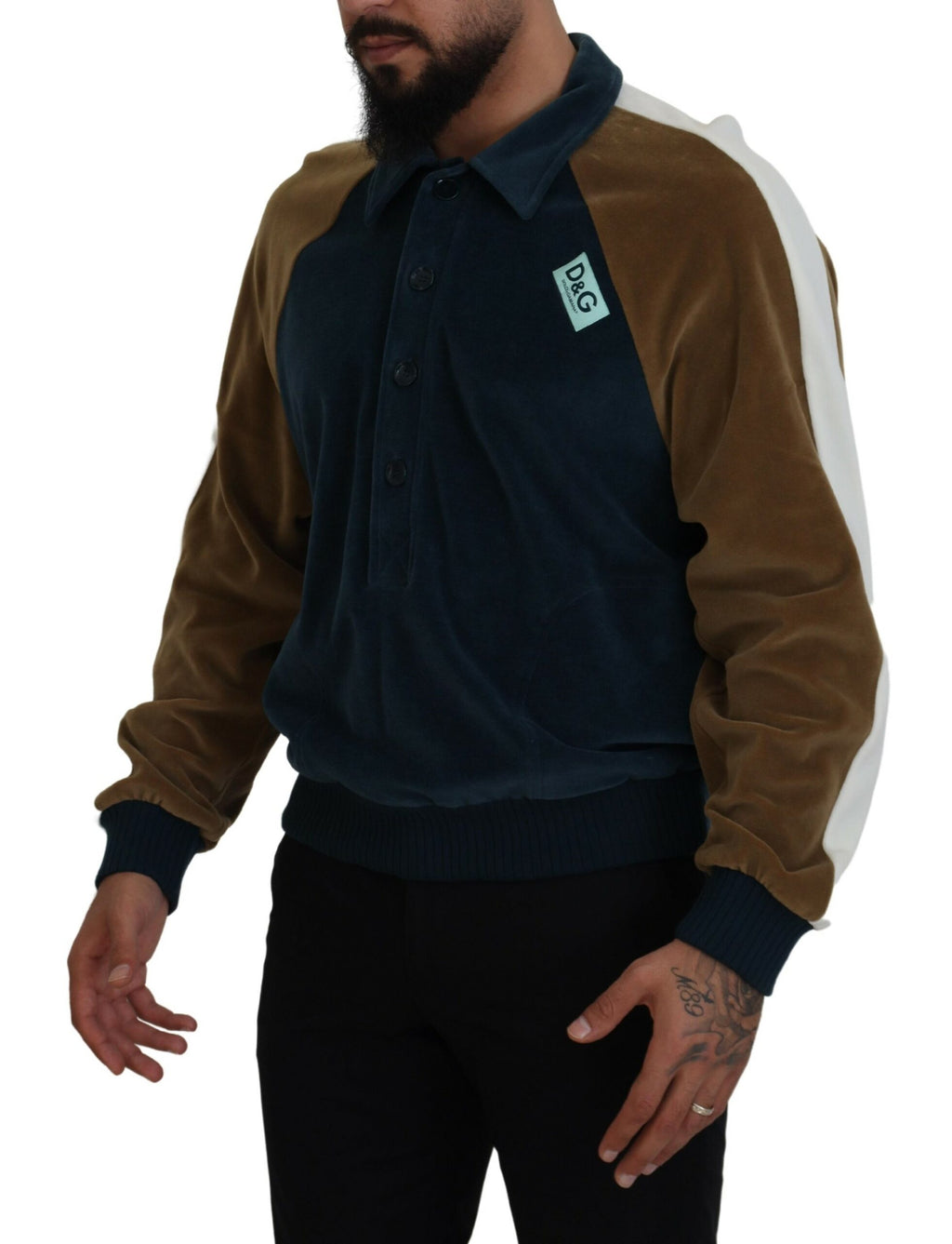 Multicolor Cotton Collared Pullover Sweater