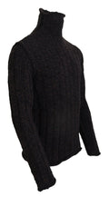 Brown Wool Knit Turtleneck Pullover Sweater