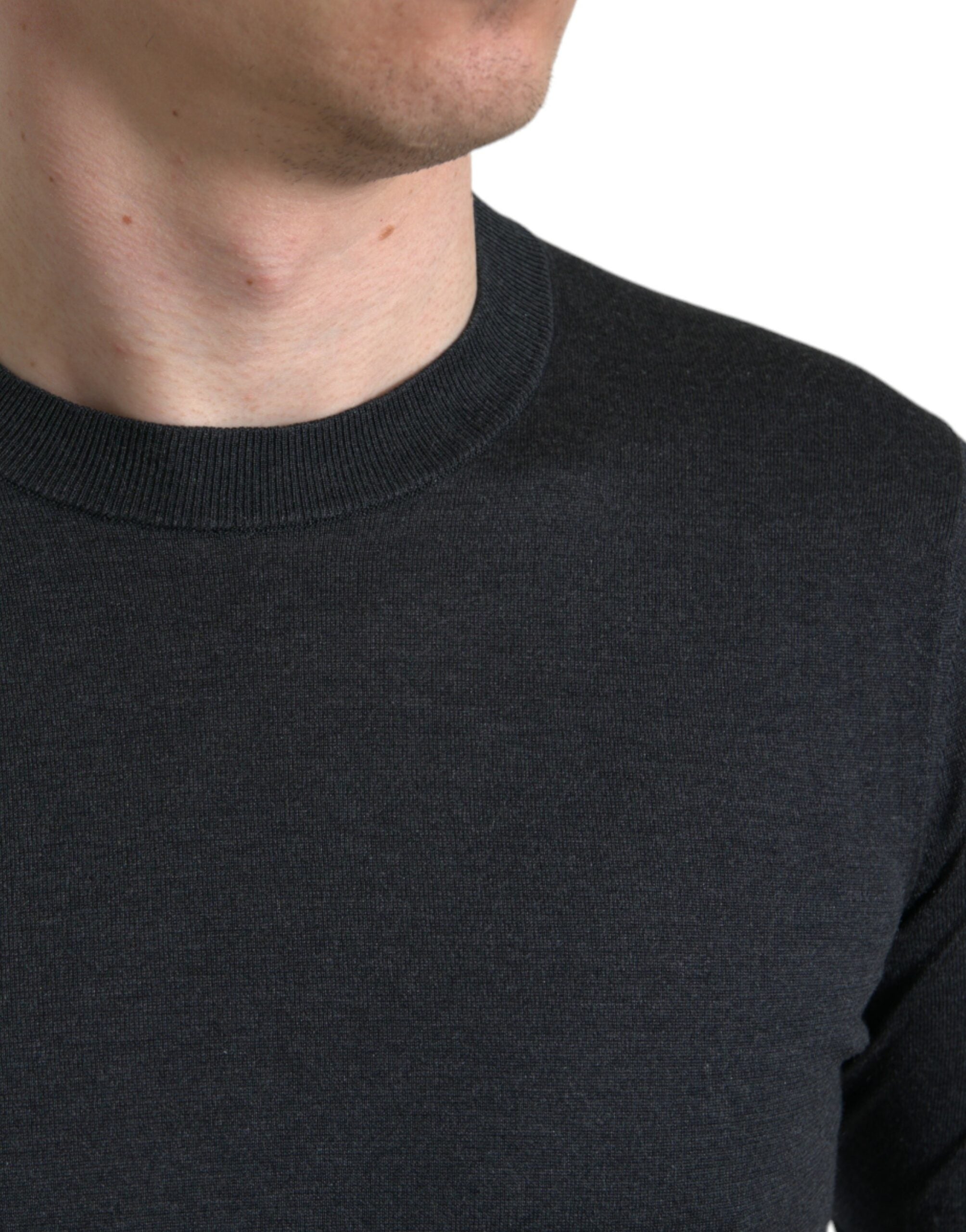 Dark Gray Crew Neck Short Sleeves T-shirt