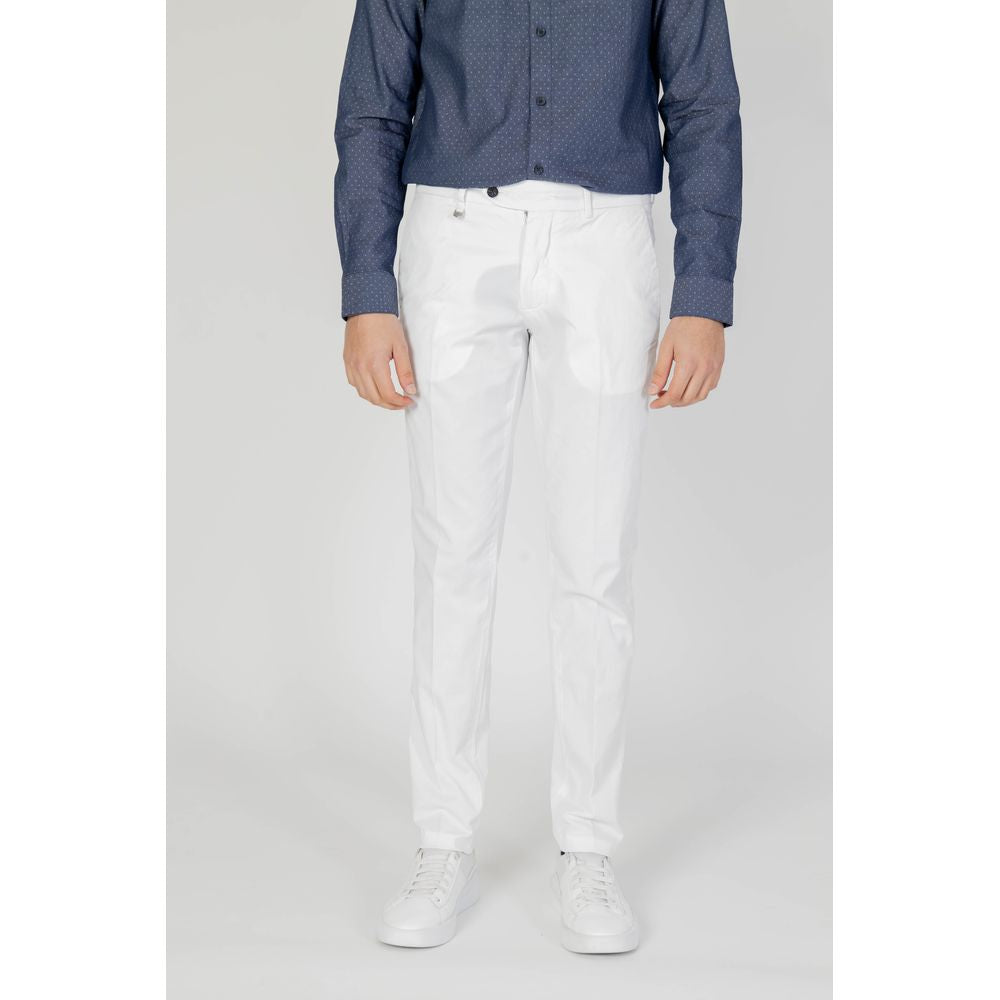 Beige Cotton Skinny Pants